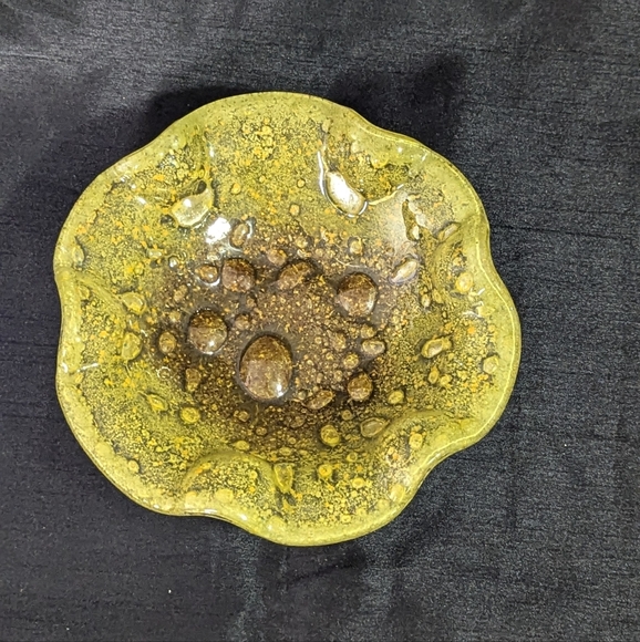 Rare hand blown yellow glass bowl, vintage - Picture 1 of 4